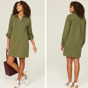 Michael Stars Eleanor Dress Cotton Utility Army Green Women’s Size XS